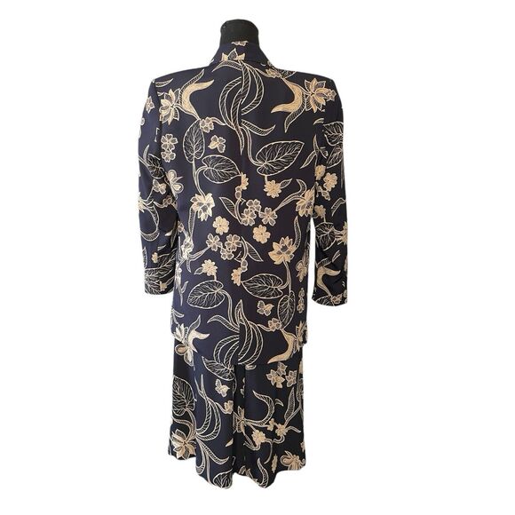 Alfred Dunner 2pc Skirt Suit Blue Floral Lined Blazer & Skirt Women’s Petite 6/8 - Picture 4 of 10